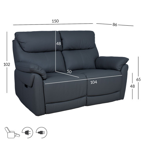 Диван-реклайнер Bowen 150 см Dark Grey з електричним приводом Диван-реклайнер Bowen 150 см Dark Grey з електричним приводом